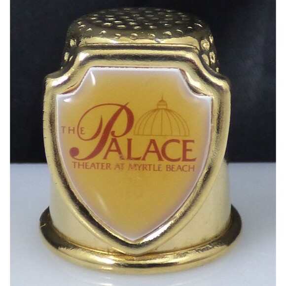 Myrtle Beach SC Thimble Souvenir The Palace Theater Gold Tone Metal Vintage - Picture 1 of 11